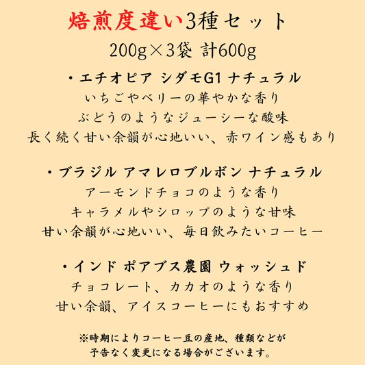 コーヒー豆お試しセット【初回限定】【送料無料】焙煎当日に発送します。